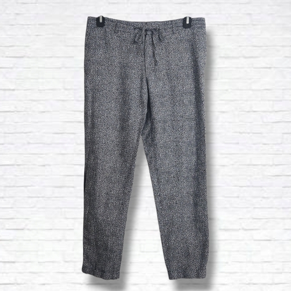 The Kooples Pants - The Kooples Linen Blend Black Printed Fitted Jogger Trousers Size 48